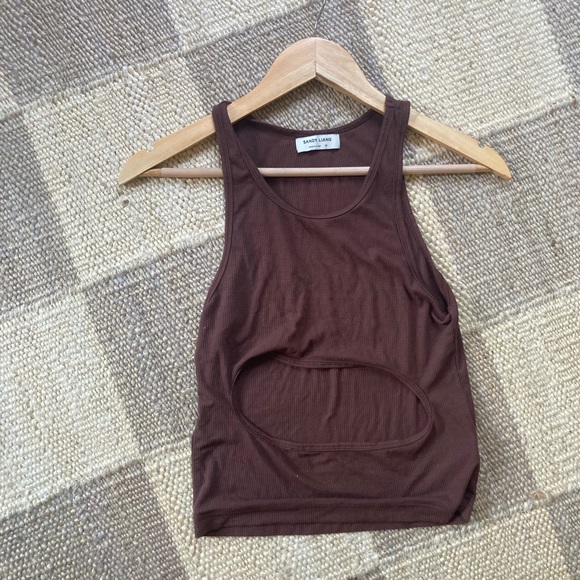 Sandy Liang Riblet Tank in Cocoa - Picture 2 of 5